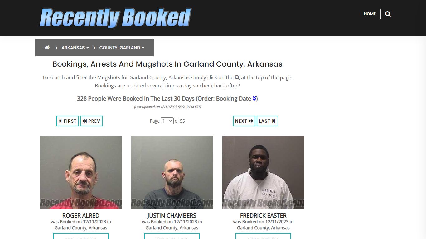 Bookings, Arrests and Mugshots in Garland County, Arkansas